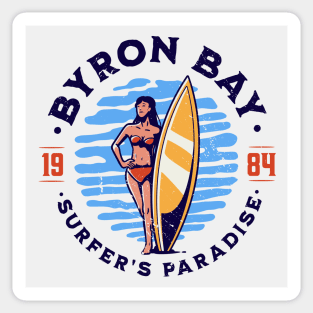 Vintage Byron Bay, Australia Surfer's Paradise // Retro Surfing 1980s Badge B Sticker